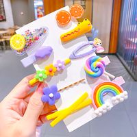 Korean  Children's Hair Clip Head Rope Set Candy Color Hairpin Side Clip Duckbill Clip Wholesale Nihaojewelry sku image 1