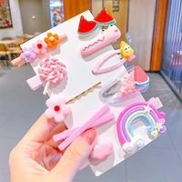 Korean  Children's Hair Clip Head Rope Set Candy Color Hairpin Side Clip Duckbill Clip Wholesale Nihaojewelry sku image 2