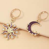 Fashion  New Retro Sun Moon  Personality Diamond Earrings  Wholesale main image 3