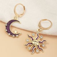 Fashion  New Retro Sun Moon  Personality Diamond Earrings  Wholesale main image 4