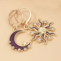 Fashion  New Retro Sun Moon  Personality Diamond Earrings  Wholesale main image 5