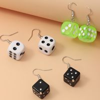 New Fashion  Creative Fun Transparent Color Plastic Dice Earrings 3 Pairs Set Wholesale main image 3