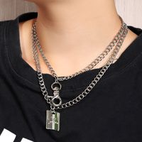 Double-layer Geometric Retro Hip Hop Trend Lock Letter Embossed Necklace Wholesale Nihaojewelry main image 2