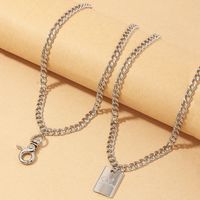 Double-layer Geometric Retro Hip Hop Trend Lock Letter Embossed Necklace Wholesale Nihaojewelry main image 3