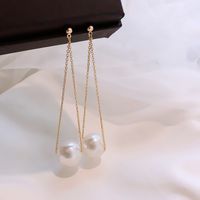 Simple  New Long Pearl Design Earrings Wholesale sku image 1