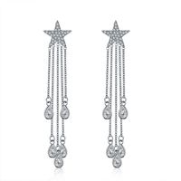 Korean Fashion New Five-pointed Star Tassel Zircon Sterling Silver Needle Earrings Wholesale Nihaojewelry sku image 2