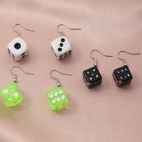New Fashion  Creative Fun Transparent Color Plastic Dice Earrings 3 Pairs Set Wholesale sku image 1