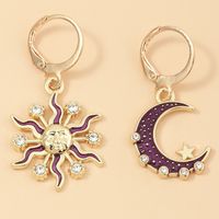 Fashion  New Retro Sun Moon  Personality Diamond Earrings  Wholesale sku image 1