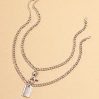 Double-layer Geometric Retro Hip Hop Trend Lock Letter Embossed Necklace Wholesale Nihaojewelry sku image 1