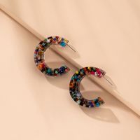 C-shaped Inlaid Colored Turquoise Acetate Plate Fashion Earrings Wholesale Nihaojewelry main image 2