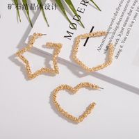 Exaggerated New Geometric Creative New Ore Crystal Peach Heart  Earrings Wholesale main image 1