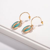 New Marine Life Colorful Wild C-shaped Color Shell Earrings For Women Wholesale main image 4