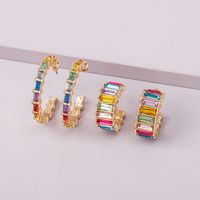 Diamond Rainbow Ring Short Fashionable Circle Earrings Wholesale Nihaojewerly main image 3