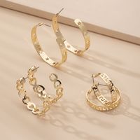 Korea C-shaped Chain Hollow Hip Hop Exaggerated Fashion Circle Earrings Wholesale Nihaojewelry main image 1