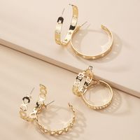Korea C-shaped Chain Hollow Hip Hop Exaggerated Fashion Circle Earrings Wholesale Nihaojewelry main image 3