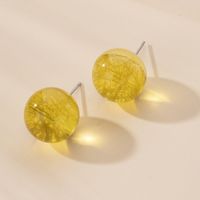 Korea's Exquisite Niche Retro Resin Small Sweet And Versatile Golden Round Earrings main image 1