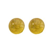 Korea's Exquisite Niche Retro Resin Small Sweet And Versatile Golden Round Earrings main image 6