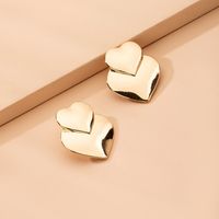 Fashion Simple Mirror Love-shaped Women's Double Peach Heart Exaggerated Metal Sweet Earrings For Women main image 3