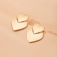 Fashion Simple Mirror Love-shaped Women's Double Peach Heart Exaggerated Metal Sweet Earrings For Women main image 5