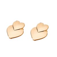 Fashion Simple Mirror Love-shaped Women's Double Peach Heart Exaggerated Metal Sweet Earrings For Women main image 6