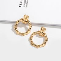 Korea New Minimalist Retro Bamboo High Fashion Design Peach Heart Stud Earrings main image 4