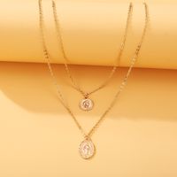 New Double-layer Pendant Metal Imple Alloy Clavicle Chain Necklace For Women main image 3
