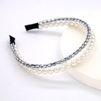 Pearl Crystal Double-layer Headband Rainbow Four-color Bridal Headband Wholesale Nihaojewelry main image 6