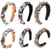 Exaggerated Sponge All Hand-sewn Buttons Two-color Alloy Handmade Headband Wholesale Nihaojewelry main image 1