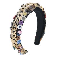 Exaggerated Sponge All Hand-sewn Buttons Two-color Alloy Handmade Headband Wholesale Nihaojewelry main image 5
