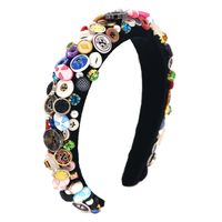 Exaggerated Sponge All Hand-sewn Buttons Two-color Alloy Handmade Headband Wholesale Nihaojewelry main image 4