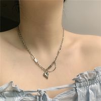 Niche En Acier Au Titane Coréen, Pendentif D'amour Exquis, Collier De Chaîne De Clavicule Pour Les Femmes main image 1