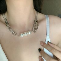 Fashion Women's Metal  Buckle Stitching Short Alloy Clavicle Chain Necklace main image 3