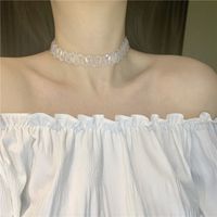 Beaded Transparent Crystal Exquisite Short Wide Alloy Clavicle Chain Choker main image 3