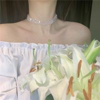 Beaded Transparent Crystal Exquisite Short Wide Alloy Clavicle Chain Choker main image 5