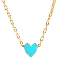 Vergoldete Blau-weiße Pfirsich Herz Anhänger Schlüsselbein Metall Halskette Weibliche Ins Einfache Stil Europäische Und Amerikanische Temperament Kreative Modetrends main image 4