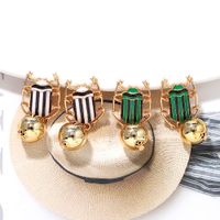Geometric Spherical Color Striped Beetle Metal Creative Fashion Earrings Wholesale Nihaojewerly main image 1