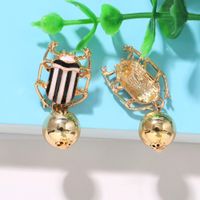 Geometric Spherical Color Striped Beetle Metal Creative Fashion Earrings Wholesale Nihaojewerly main image 4