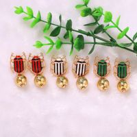 Geometric Spherical Color Striped Beetle Metal Creative Fashion Earrings Wholesale Nihaojewerly main image 5