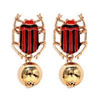 Geometric Spherical Color Striped Beetle Metal Creative Fashion Earrings Wholesale Nihaojewerly main image 6