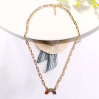 Rainbow Diamond-studded U-shaped Fashion Girl Versatile Alloy Clavicle Chain main image 5