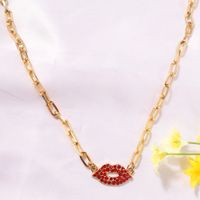 Red Super Flashing Gemstone Inlaid Lip-shaped Fashion Wild Women's Pendant Clavicle Metal Chain main image 1