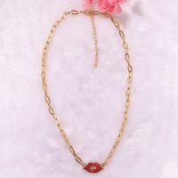 Red Super Flashing Gemstone Inlaid Lip-shaped Fashion Wild Women's Pendant Clavicle Metal Chain main image 4