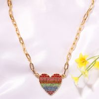 Color Peach Heart Diamond Fashion Wild Trend Alloy Pendant Clavicle Metal Chain For Women main image 2