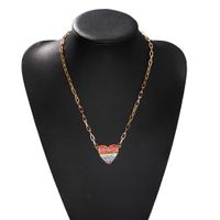 Color Peach Heart Diamond Fashion Wild Trend Alloy Pendant Clavicle Metal Chain For Women main image 5