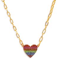 Couleur Pêche Coeur Diamant Mode Tendance Sauvage Alliage Pendentif Clavicule Chaîne En Métal Pour Les Femmes main image 6