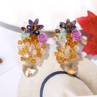 Creative Colorful Rice Stone Flower Inlaid Tropical Fruit Shape Earrings Wholesale Nihaojewerly main image 4