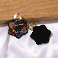 Geometric Metal Disc Color Rice Beads Inlaid Embroidery Ethnic Style Earrings Wholesale Nihaojewerly main image 4