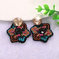 Geometric Metal Disc Color Rice Beads Inlaid Embroidery Ethnic Style Earrings Wholesale Nihaojewerly main image 5