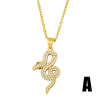 Fashion Simple Snake-shaped Hot-selling New Diamond Pendant Copper Necklace main image 4