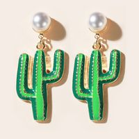 Corée Simple Forêt Perle Vert Boucles D&#39;oreilles Cactus En Gros Nihaojewerly main image 4